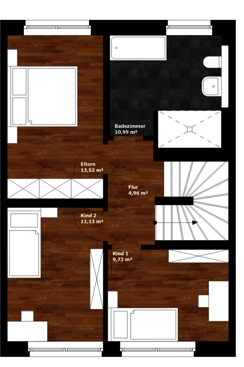 Energieautarkes Reihenhaus Grundriss Reihenmittelhaus Obergeschoss Energieautarkes Reihenhaus Grundriss Reihenmittelhaus Obergeschoss