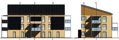 Konzeptzeichnung der EnergieAutarken Mehrfamilienhäuser in Unna Konzeptzeichnung der EnergieAutarken Mehrfamilienhäuser in Unna