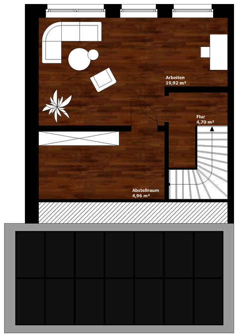 Energieautarkes Reihenhaus Grundriss Reihenendhaus Dachgeschoss zugeschnitten Energieautarkes Reihenhaus Grundriss Reihenendhaus Dachgeschoss zugeschnitten