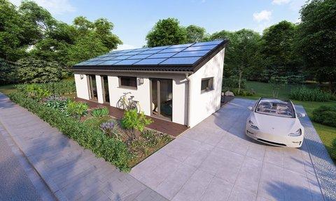 Energieautarkes Kompakthaus Erweiterung Straßenansicht Energieautarkes Kompakthaus Erweiterung Straßenansicht